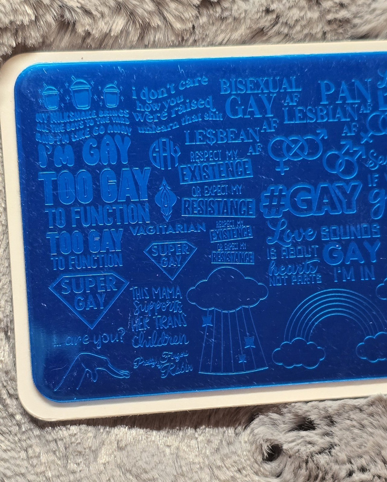 HTF Pretty Fingers By Robin LGBTQ Gay Lesbian Pride Rainbow Pan Nail Stamp Plate