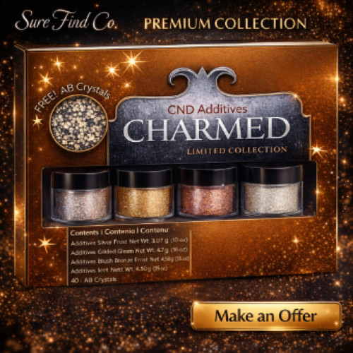 CND Charmed Additives Kit # 09973-6 &Nail Art Powders Free AB Crystals New