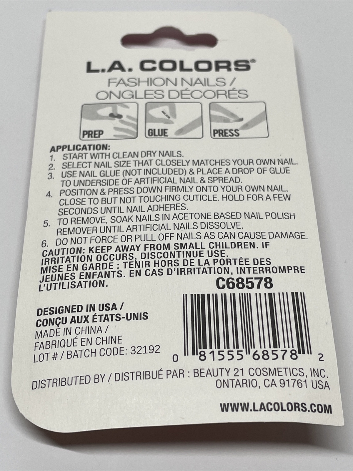 L.A. Colors Rise & Sparkle Nails Artifical Nail Tips Glam Pink Gold Short Square