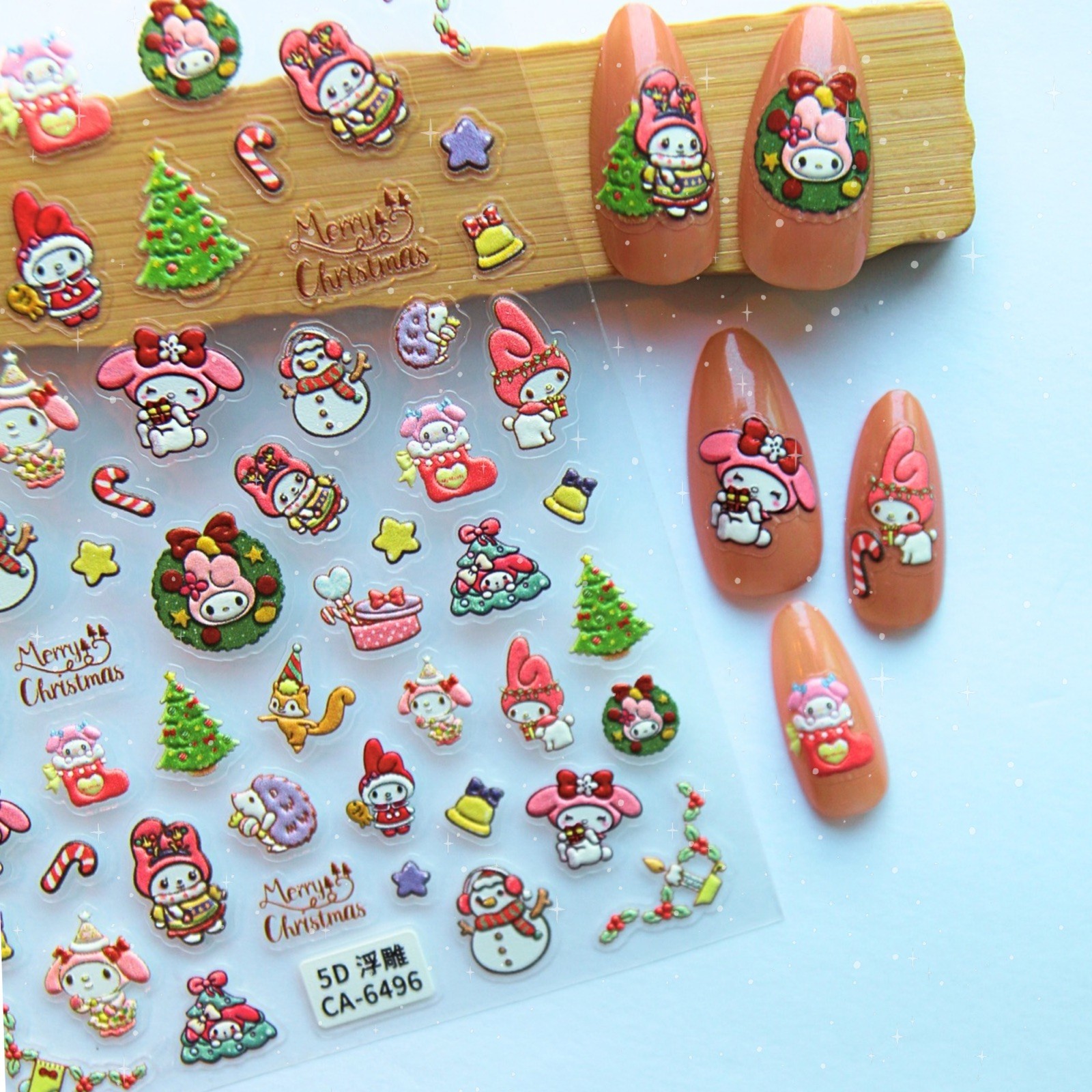 Christmas Kawaii Nail Stickers 3D Nail Stickers Nail Supplies for DIY Nail