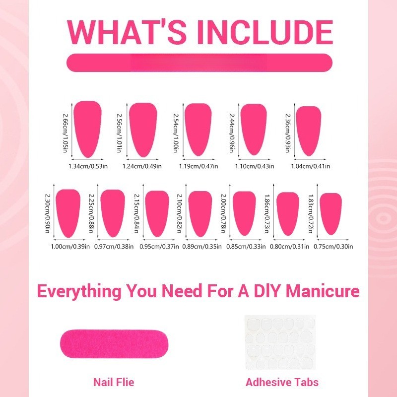 60pcs-Strawberry Press on Nail with 3D Charms and Floral Art, Short Almond Nails