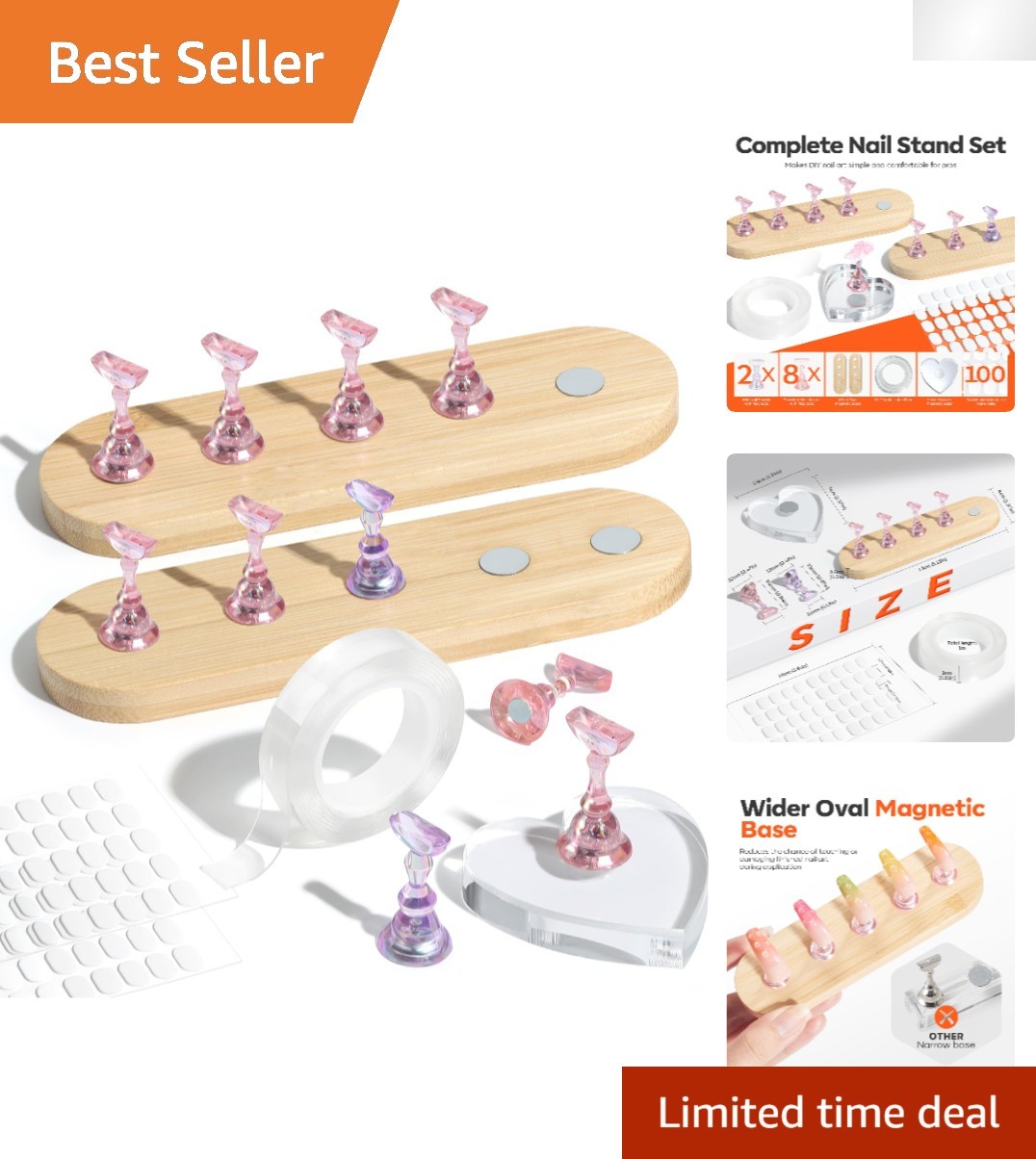 Nail Art Stand Set with Magnetic Holders & Versatile Adhesive Options