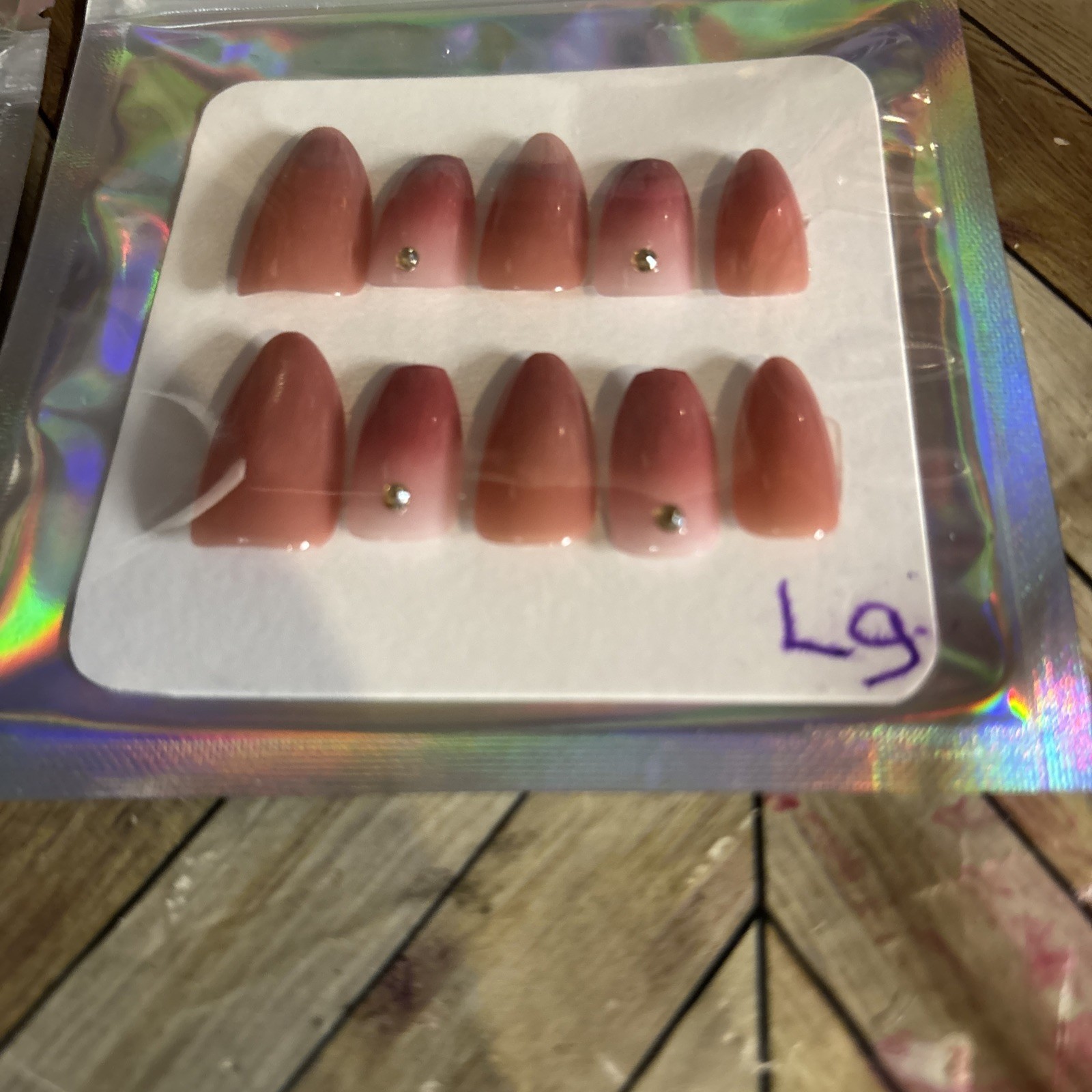 Handmade 2 full set bundle size Large Almond shaped Press On Nails classic
