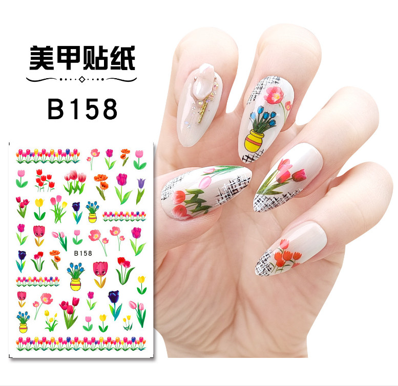 3D Nail Sticker Tulip Flower Nail Art Decals Floral Design Decorations 6Pcs NS41