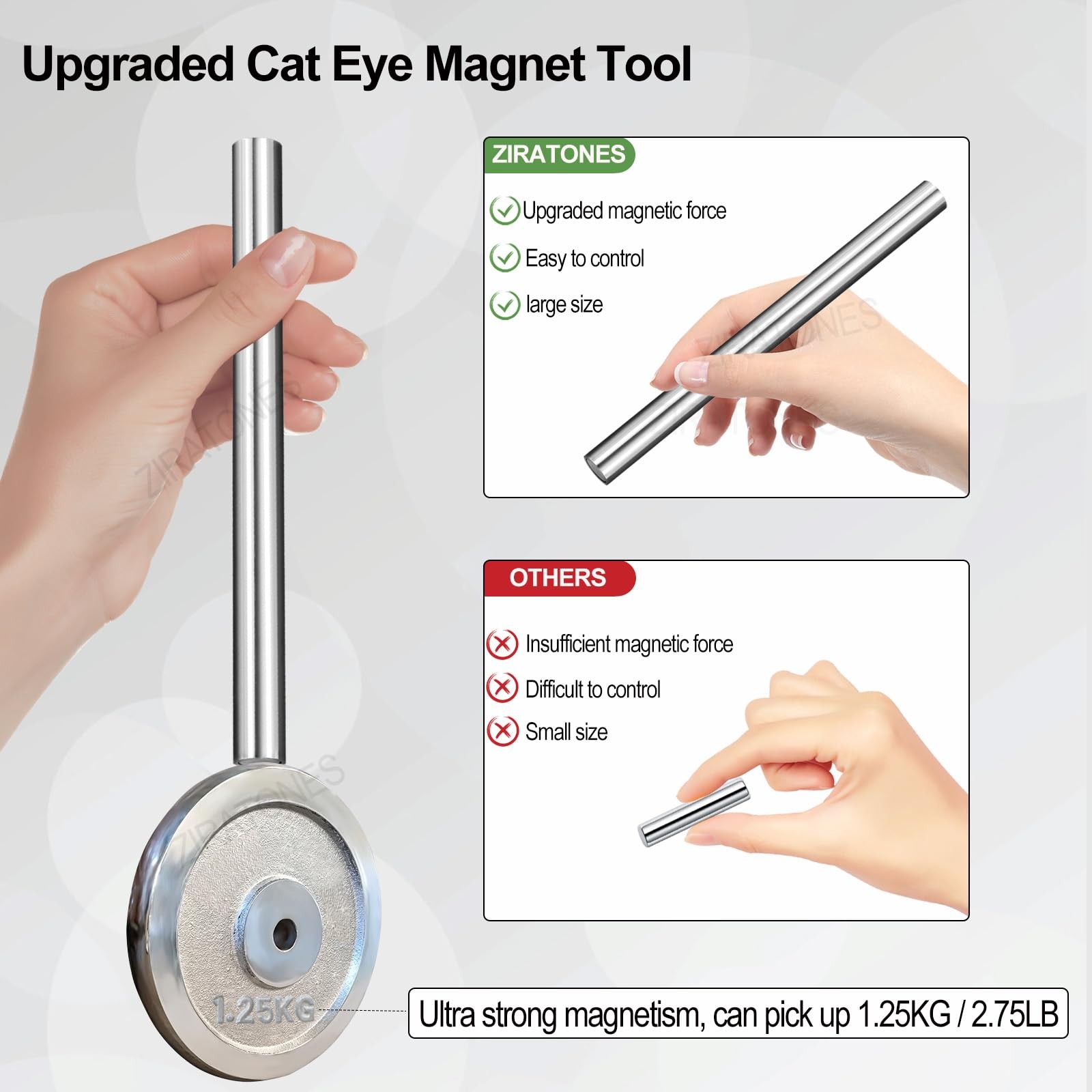 Cat Eye Magnet for Nails, 5.9inch Super Long Double-head Nail Polish Magnet P…