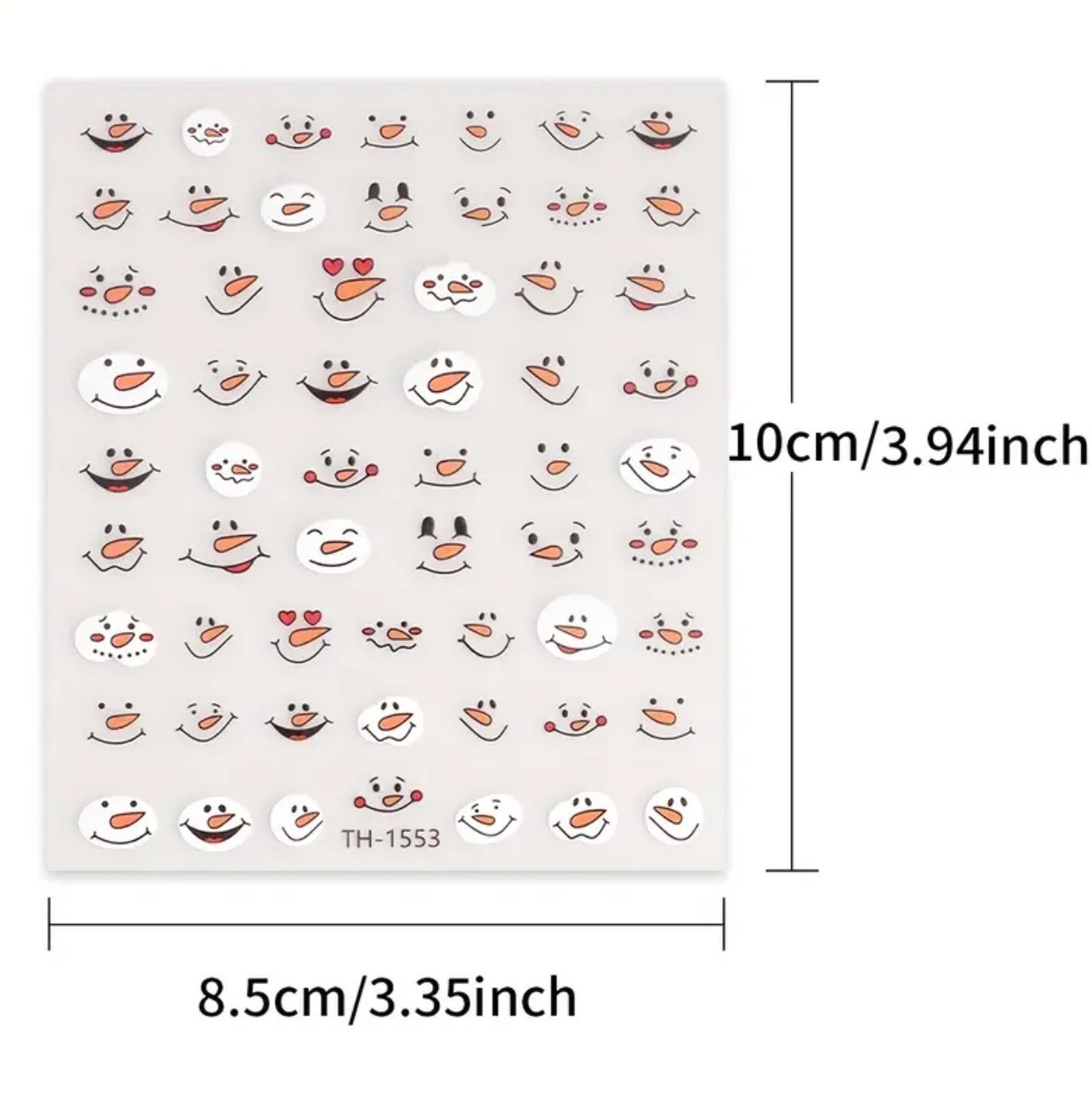 Nail Art Stickers Snowman Christmas Nails Festive Decals DIY White Design TH1553