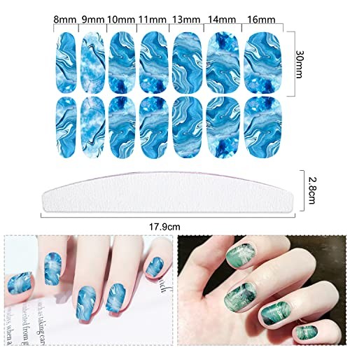24 Sheets 336 Pcs Marble Nail Stickers Full Nail Wraps for Style3 Marble 2