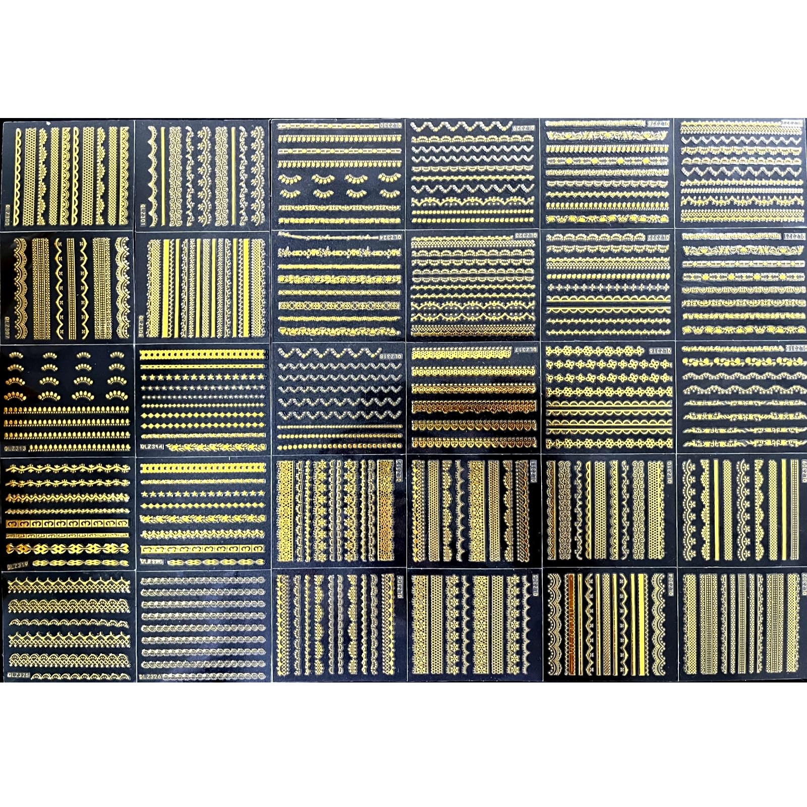 30 Sheets Gold Line Nail Art Stickers Gold Lace Nail Stickers 3D Self-Adhesive G