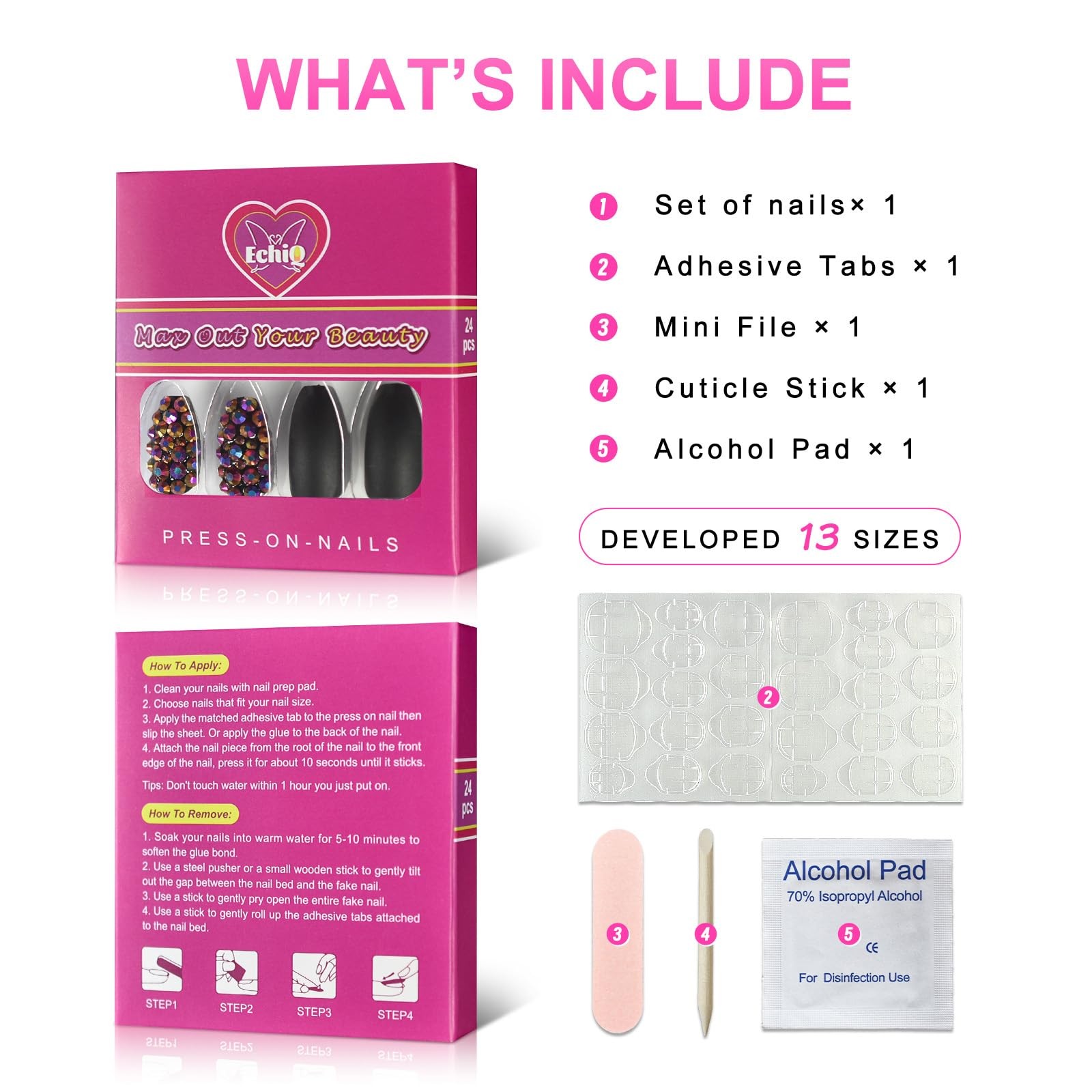 Frosted Coffin Nails Set Crystal Press On Medium (24 Count), Black