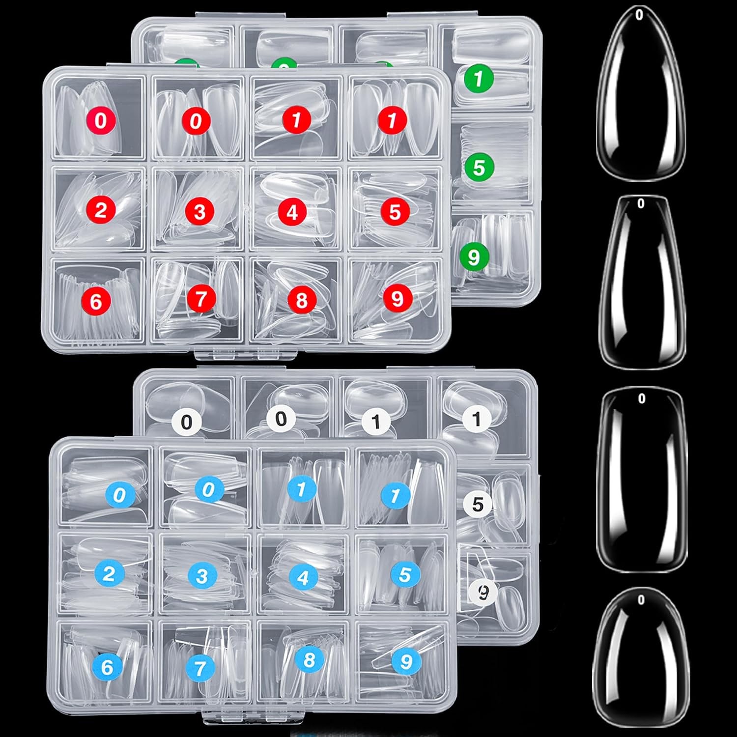 1000PCS Nail Tips Clear False Nails Full Cover for Acrylic Nails Kit 10 Sizes