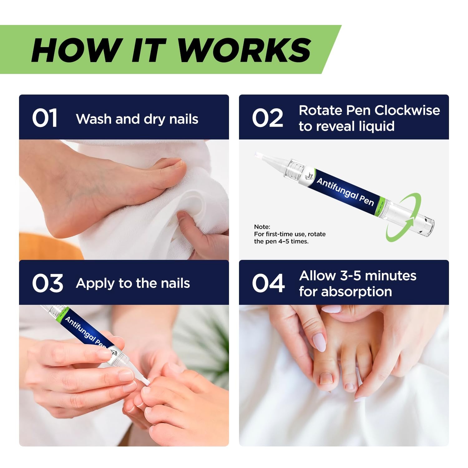 Footcure Antifungal Nail Treatment Pen – Extra 0.1 Fl Oz (Pack of 2), White
