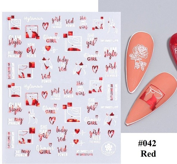 White, Black, Gold, Red Abstract Nail Art Stickers (Group 2)