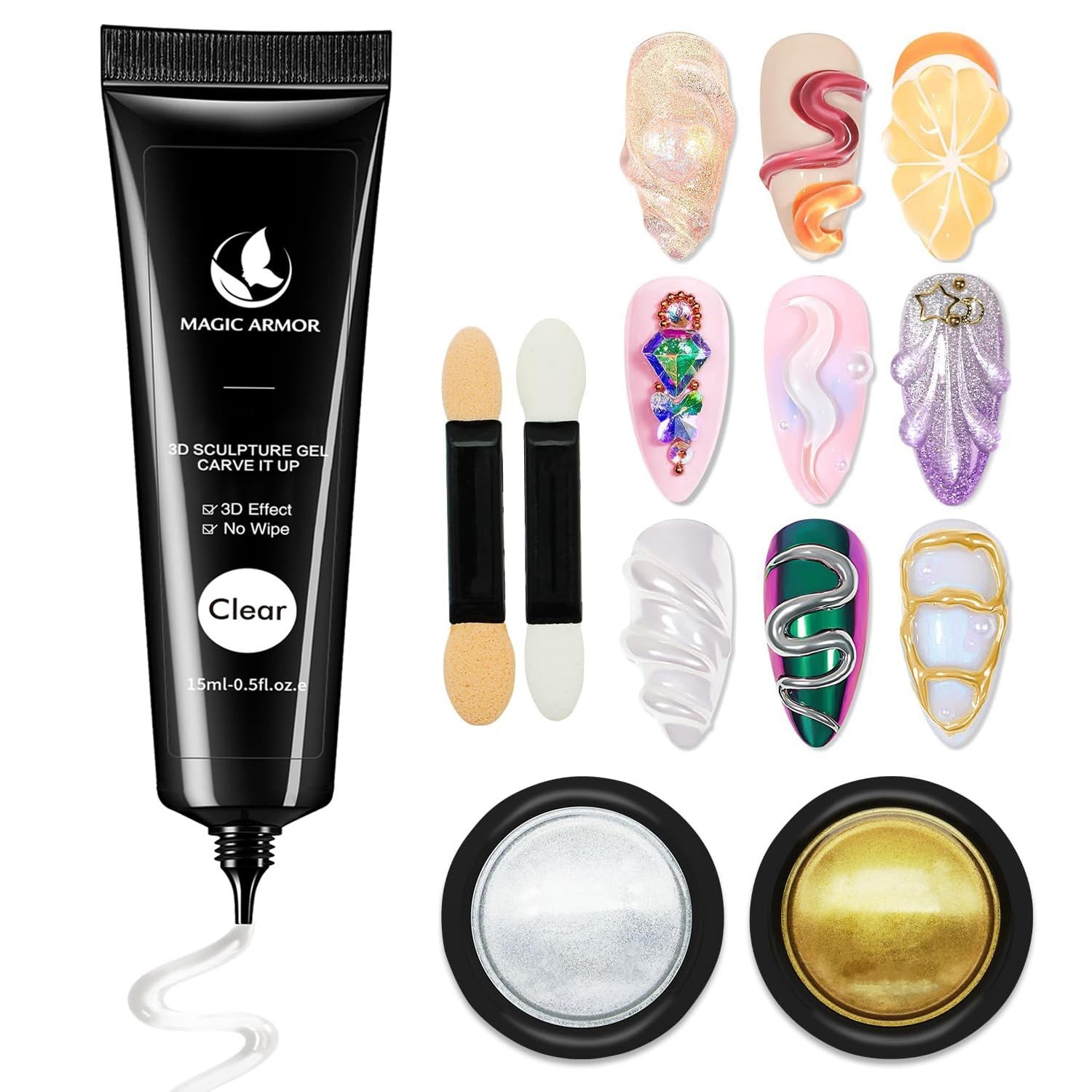 15g 3D Nail Gel & Chrome Powder Kit – Effortless Artistry for Nail Enthusiasts