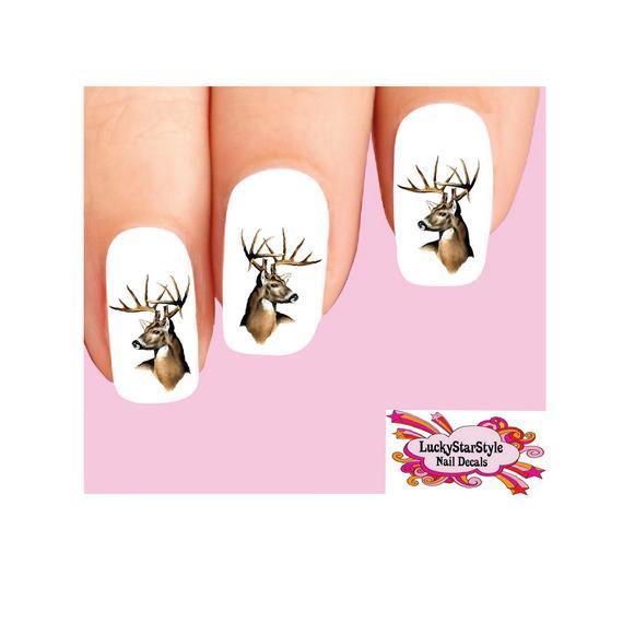 Waterslide Nail Decals Set of 20 – Deer Buck with Antlers