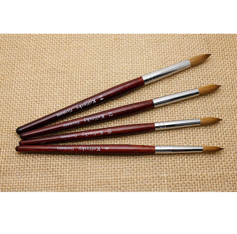 Kolinsky Acrylic Round Wood Handle Acrylic Nail Art CHOOSE SIZE Best Brush
