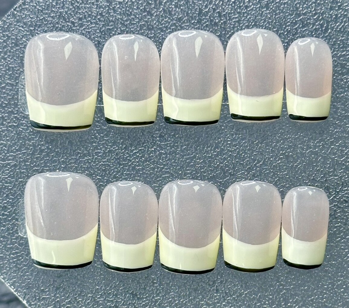 Manicure Handmade Press On Nails 10pc Reusable Artistic Design DIY Long Square