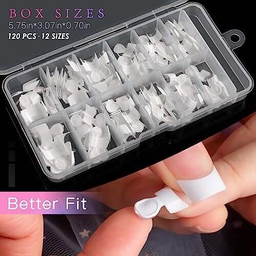 White French Nail Tips 120 PCS Short French Style Acrylic Nail Tip 12 Sizes