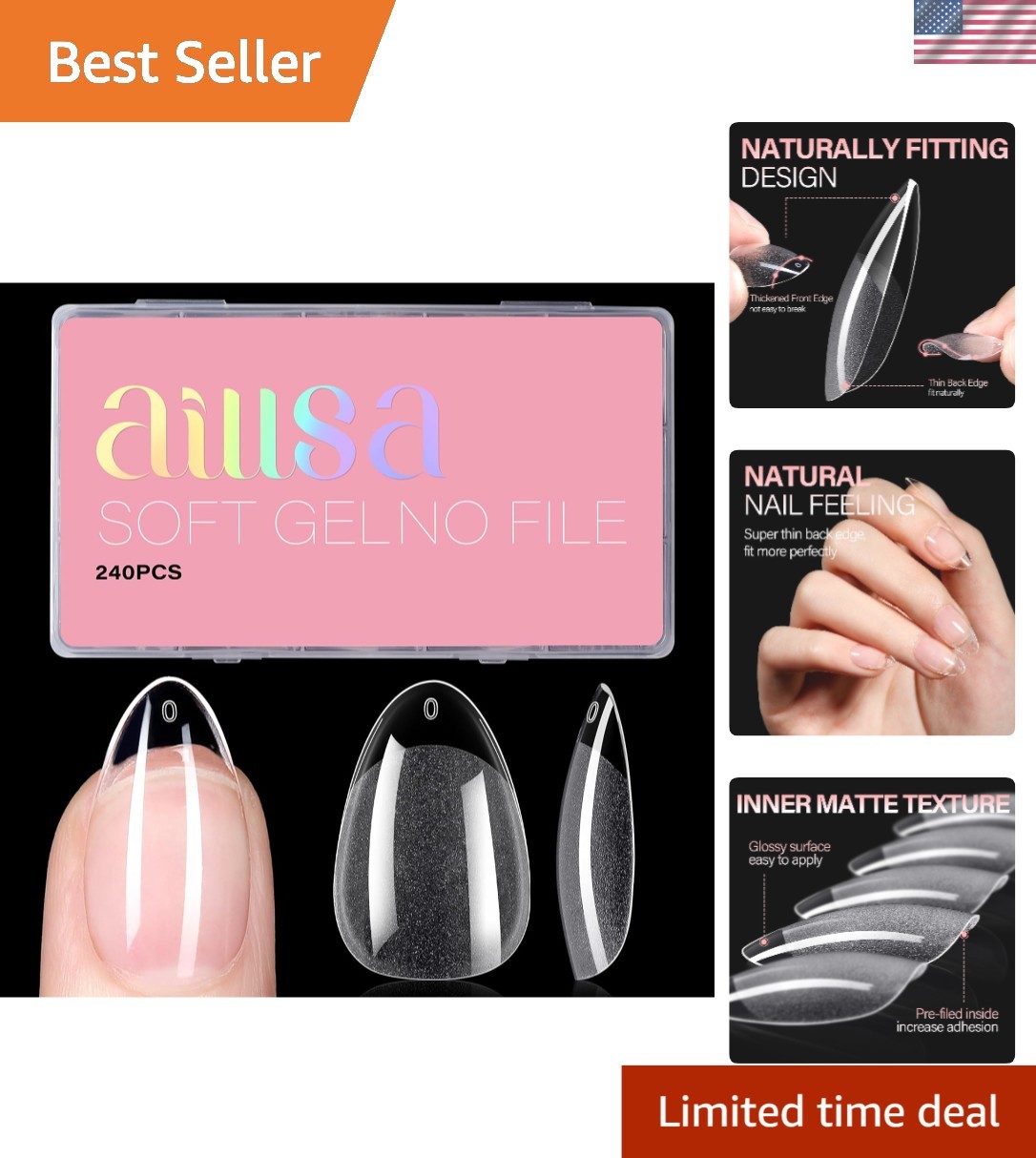 Exquisite 240PCS Almond Nail Tips for DIY Nail Art – Ideal Gift for Loved Ones