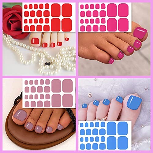 20 Sheets Toe Nail Wraps Glitter Solid Toenail Polish Strips for Women NO 2