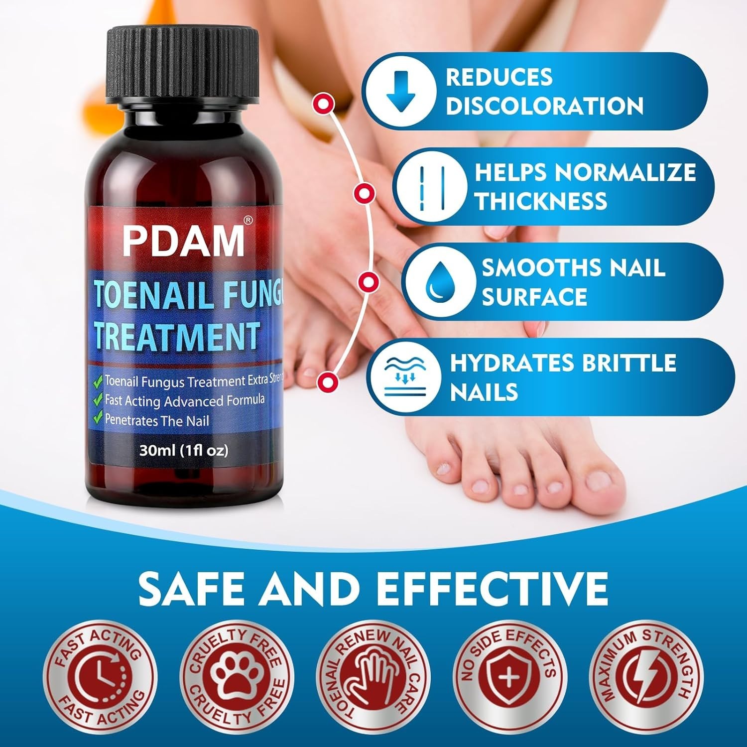PDAM Toenail Fungus Treatment Extra Strength 1 Fl Oz/30ml 7 DAYS REMEDY Fast-Act