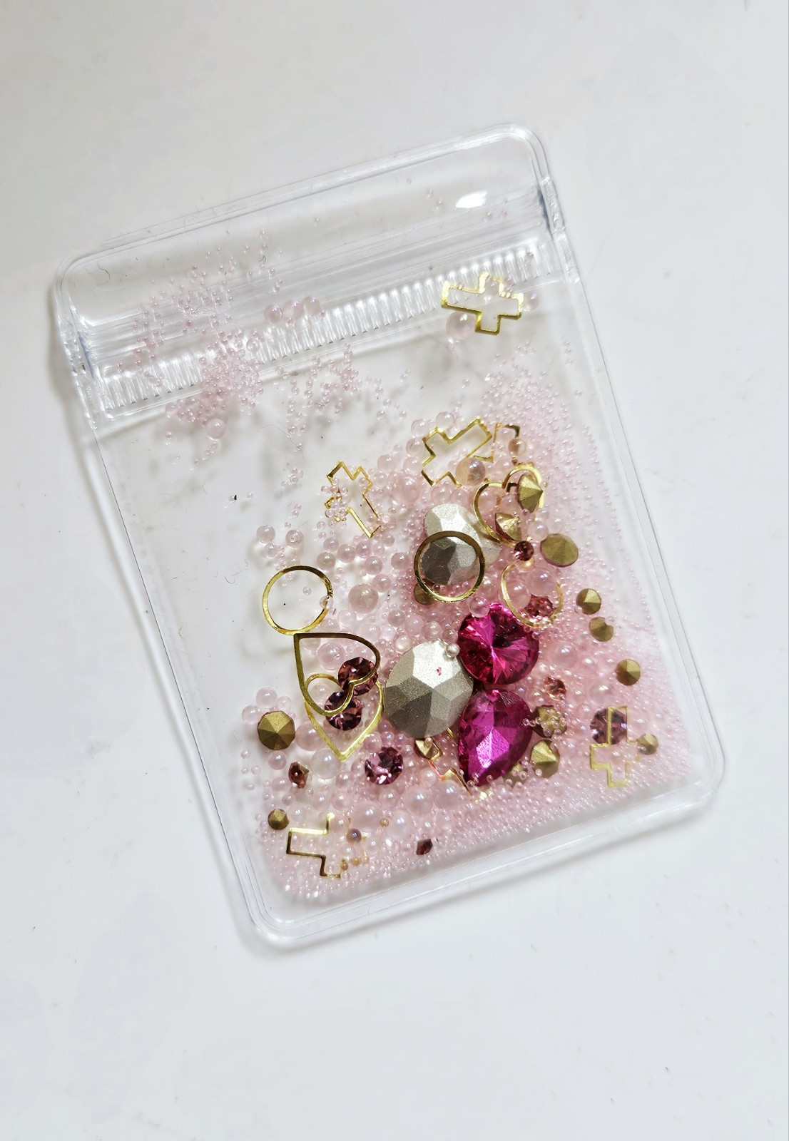 NWT NAIL ART DESIGN GEMS, BEADS & FINDINGS MIXTURE: DEEP PINK CRYSTAL!
