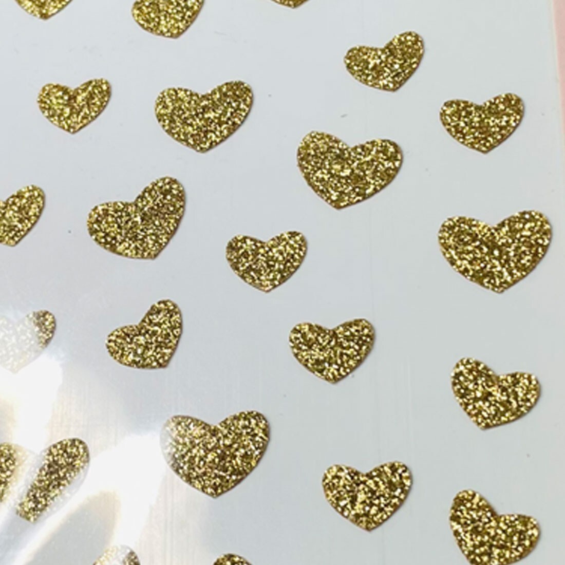 Sparkle 3D Nail Decorations Gold Hearts DIY Raised Stickers Made in Korea Art