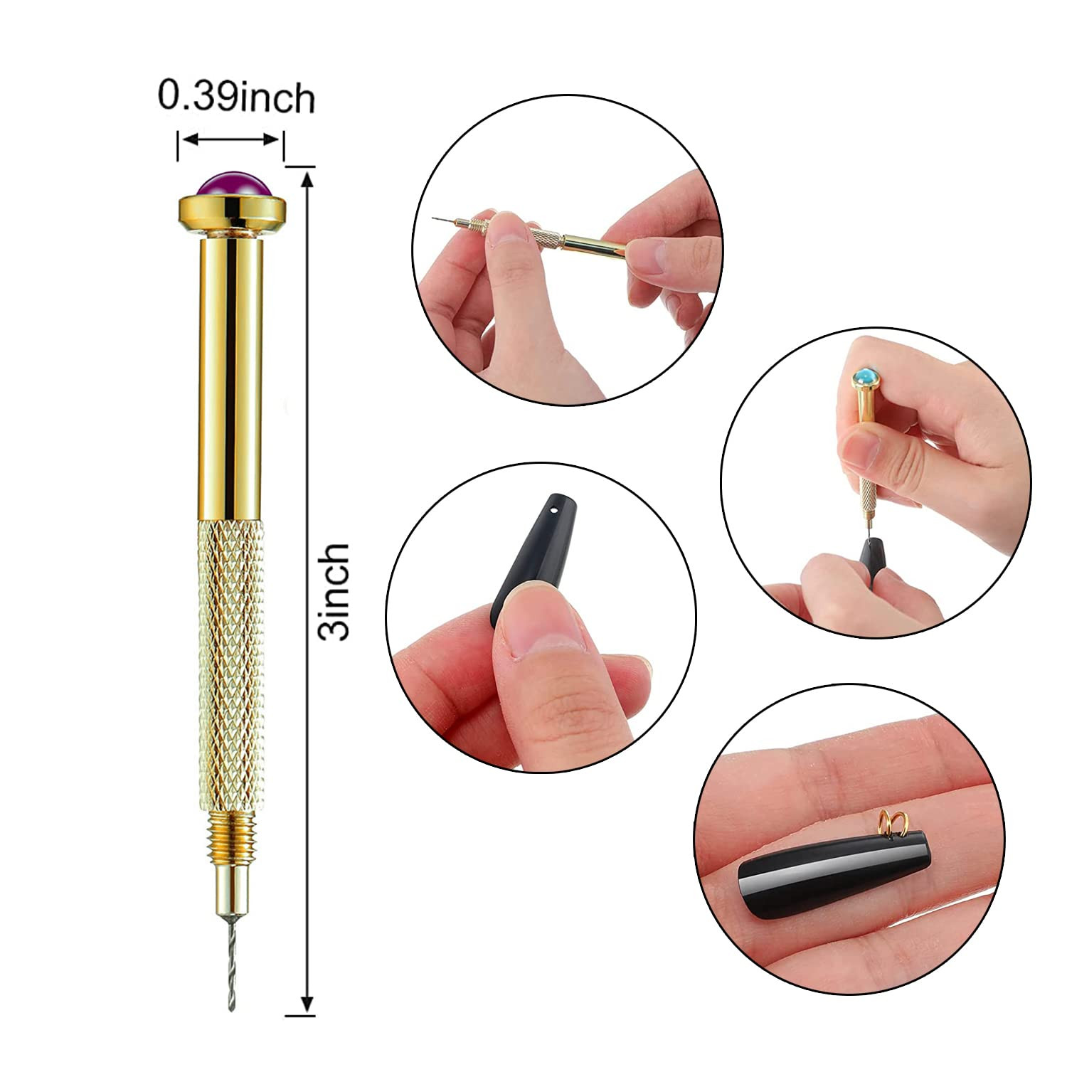 1070Pcs Nail Art Dangle Charm Piercing Tool Hand Drill Nail Piercing Charms Jump