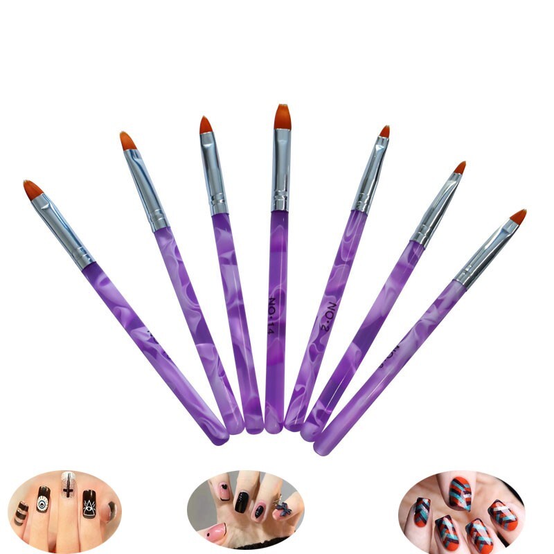 Nail Art Set w/Nylon Hair Brush 7-piece Acrylic Rod Round Head Phototherapy Pen