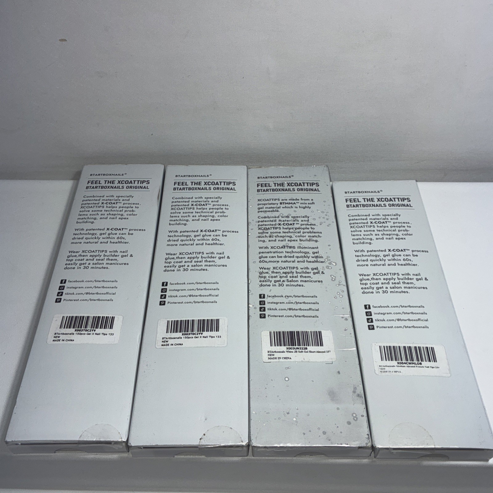 4 New BTARTBOX Almond X Coat Tips Press On Nails, Various Colors