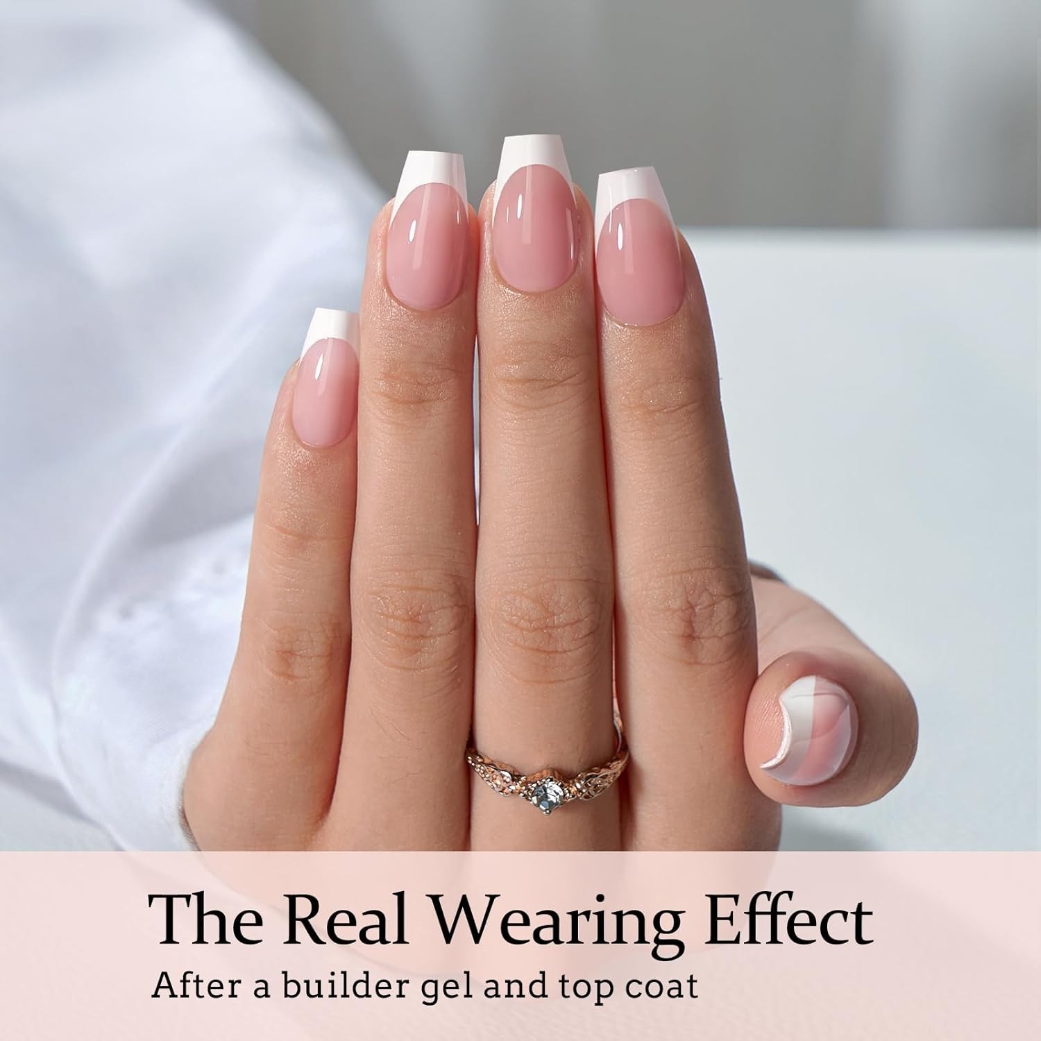 Malleable Pink Coffin French Gel Nails – Quick Application for Stylish Manicure