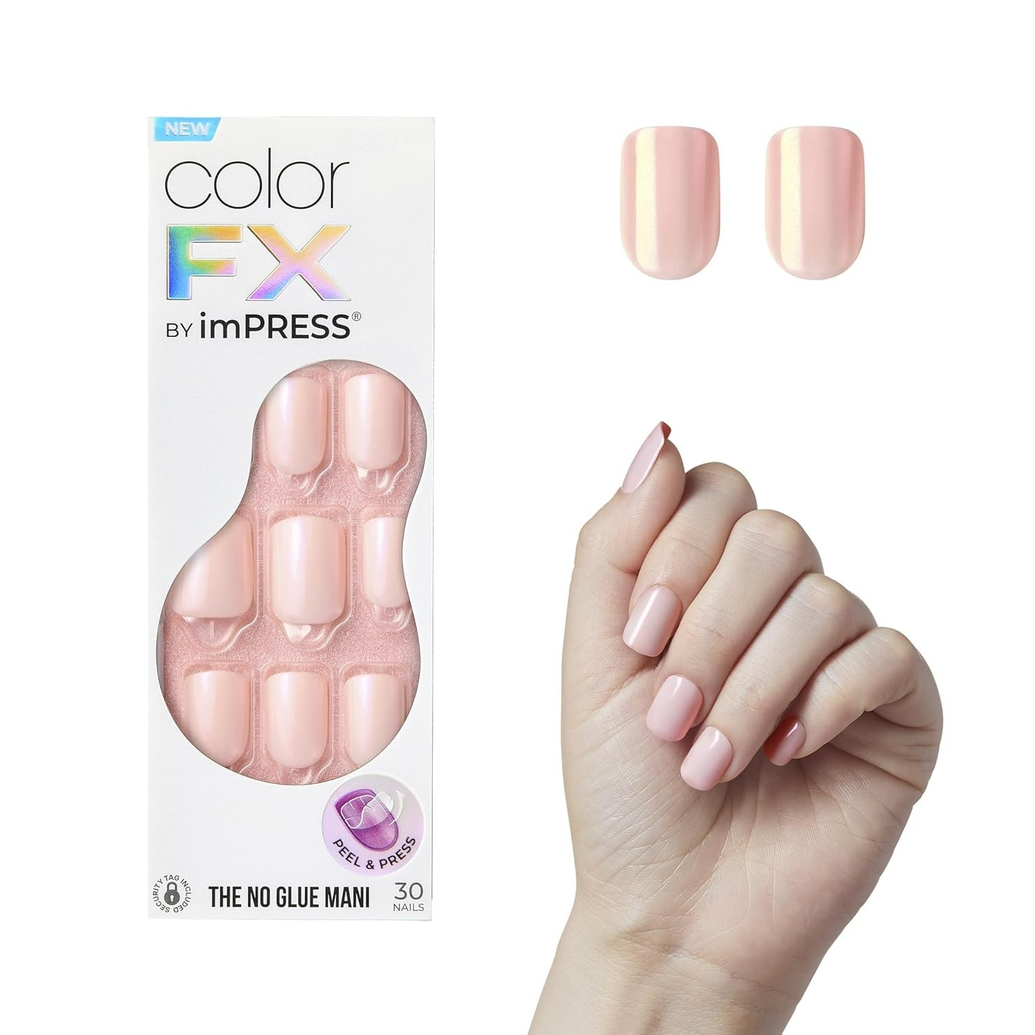 KISS imPRESS Color FX Good Mood Pink Press On 30 Nails Short Squoval Short Size