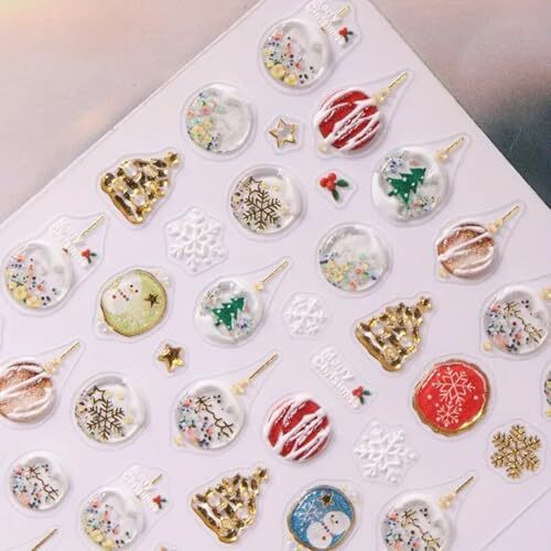 Christmas Nail Art Stickers Decals Christmas Crystal Ball Nail Christmas style3
