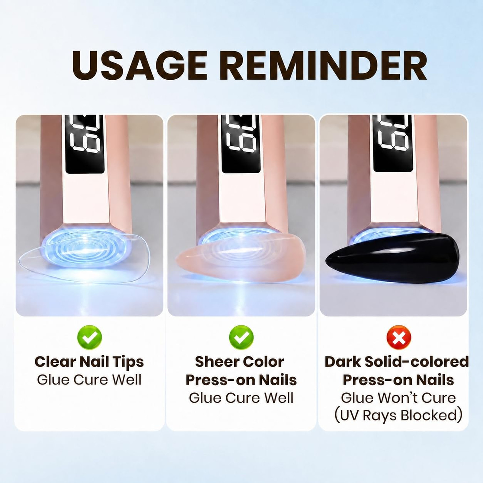 Gel Nail Glue 9 in 1 for Acrylic Tips Long Lasting UV False Nails Clear Press On