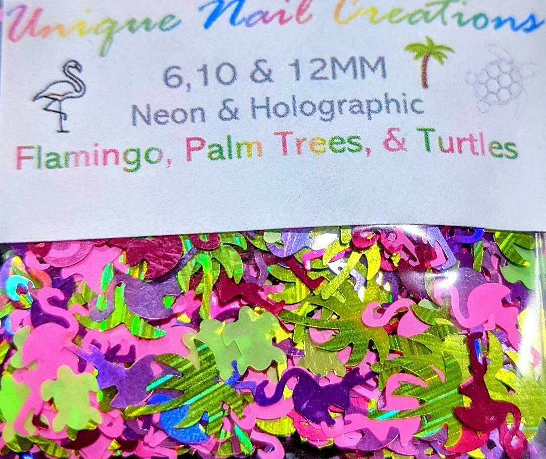 FLAMINGO/PALMTREE/TURTLE GLITTER BLEND~Nail•Acrylic•Gel•Body•Face•Festival