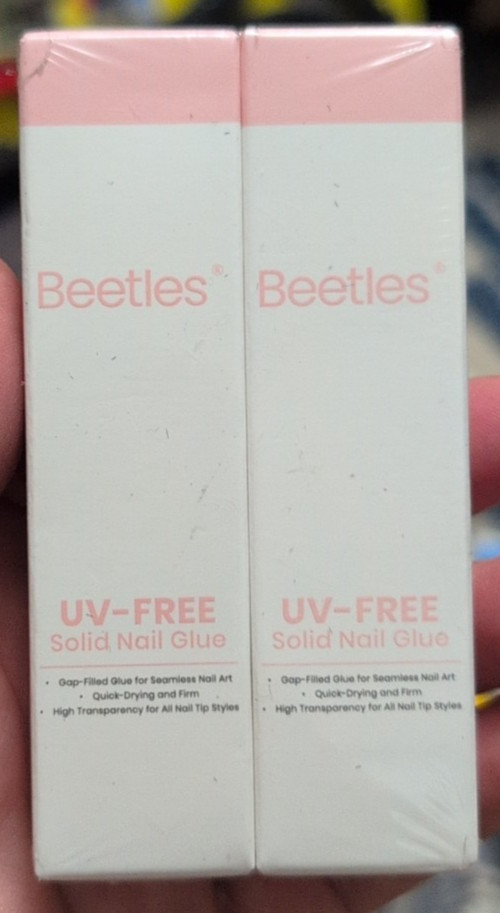 Beetles UV Free Solid Nail Glue 0.35 Oz lot of 2 New in Box