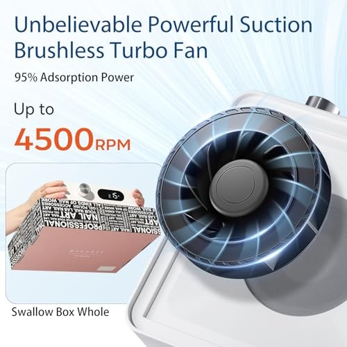 Makartt Nail Dust Collector Brushless 133CFM LCD 4H Battery