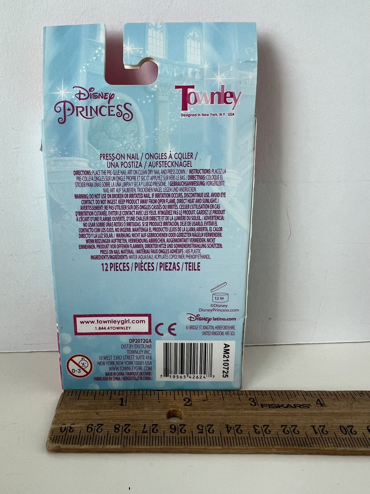 Disney Princess Set Of 12 Press-On Nails By Townley Girls~Ages 6+~New In Package