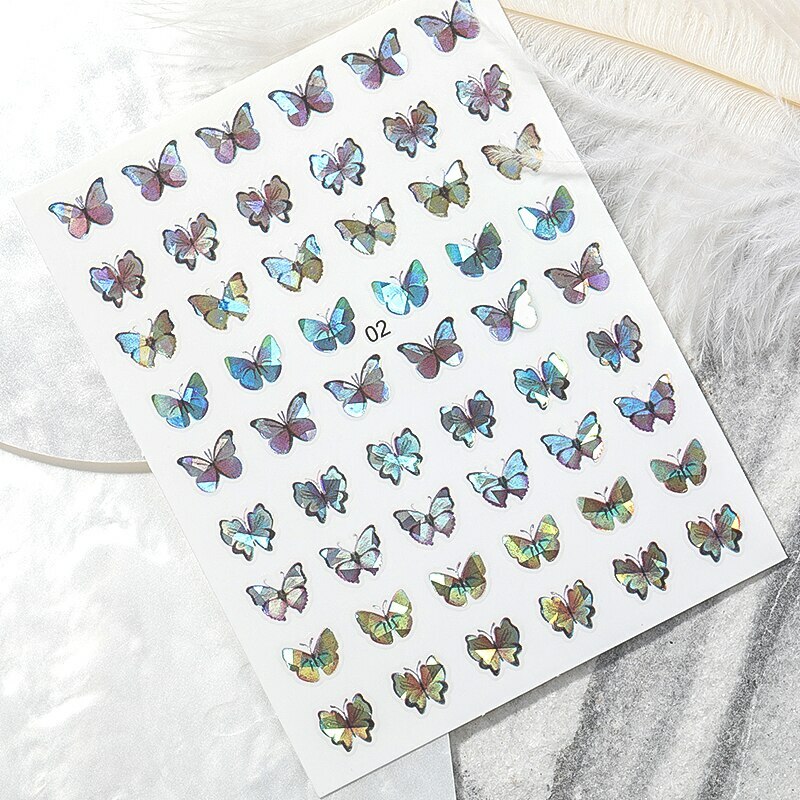 3D Butterfly Holographic Nail Art Flower Water Decoration Tattoo Transfer Decal