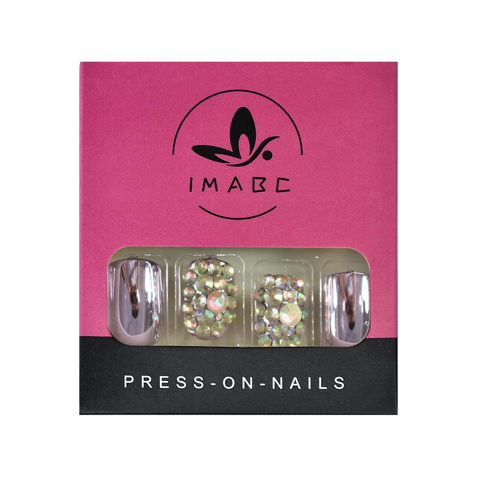 iMABC Luxury Press On Nails With Rhinestones Crystal 27 Piece Set, L5537