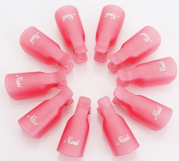 10pcs Nail Art Soak Off Clip Cap Pink Plastic Nail UV Gel Polish Remover