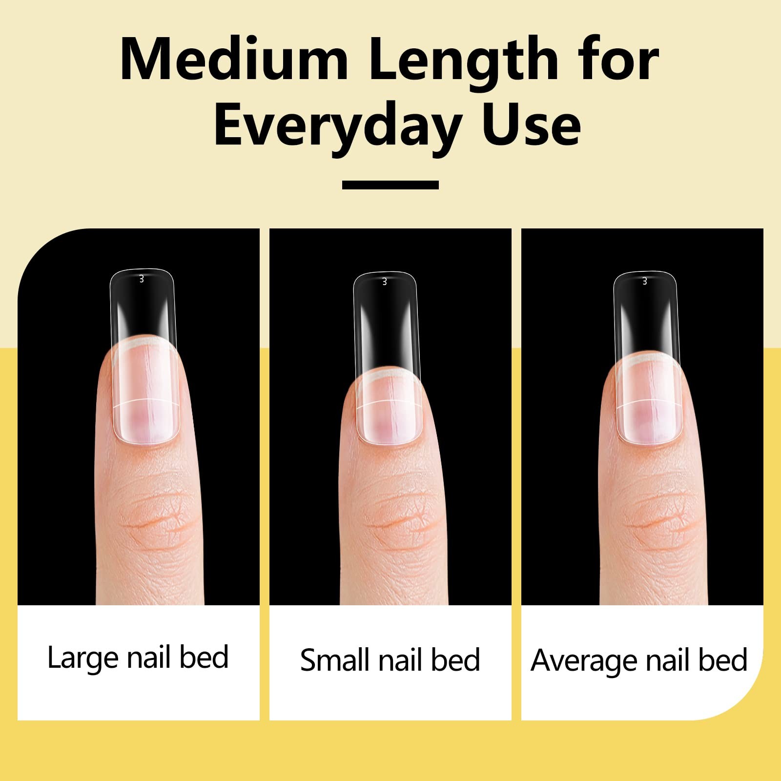 Yokilly 1000PCS Square Nail Tips and Glue, Clear Natural 1007 Piece Set, 2
