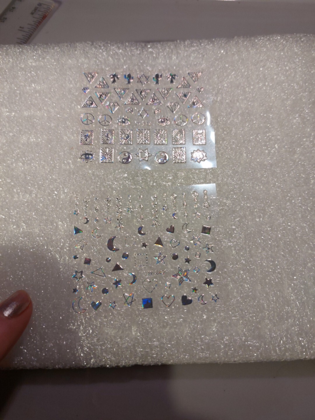 2 X Small Sheets Of Silver Nail Art Stickers (Dn308) New