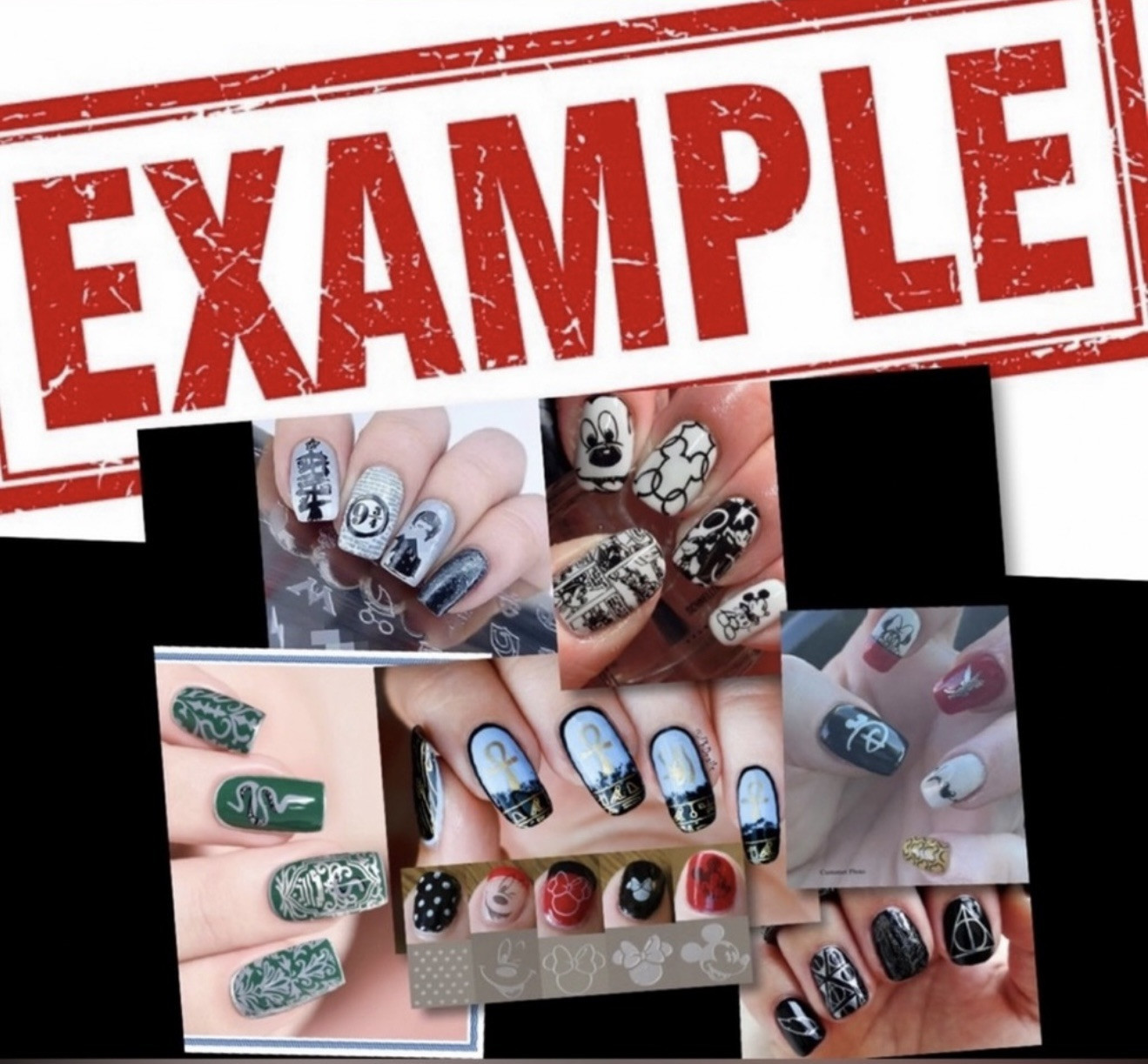 Cartoon Princess Nail Stamping Plate. Stainless Steel W/Plastic Base. $5 Each