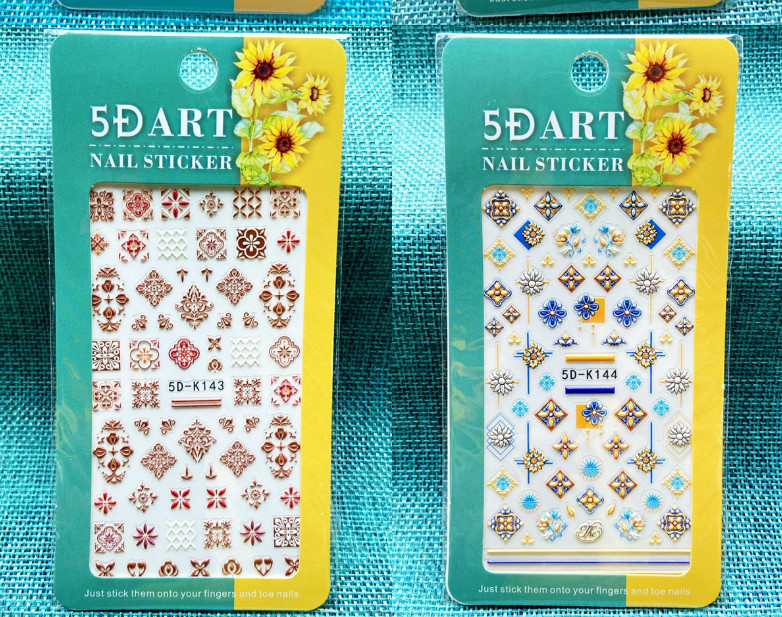 5D Embossed Flower Unicorn Bunny Leaf Fingers Toe Nail Art Sticker Manicure NS24