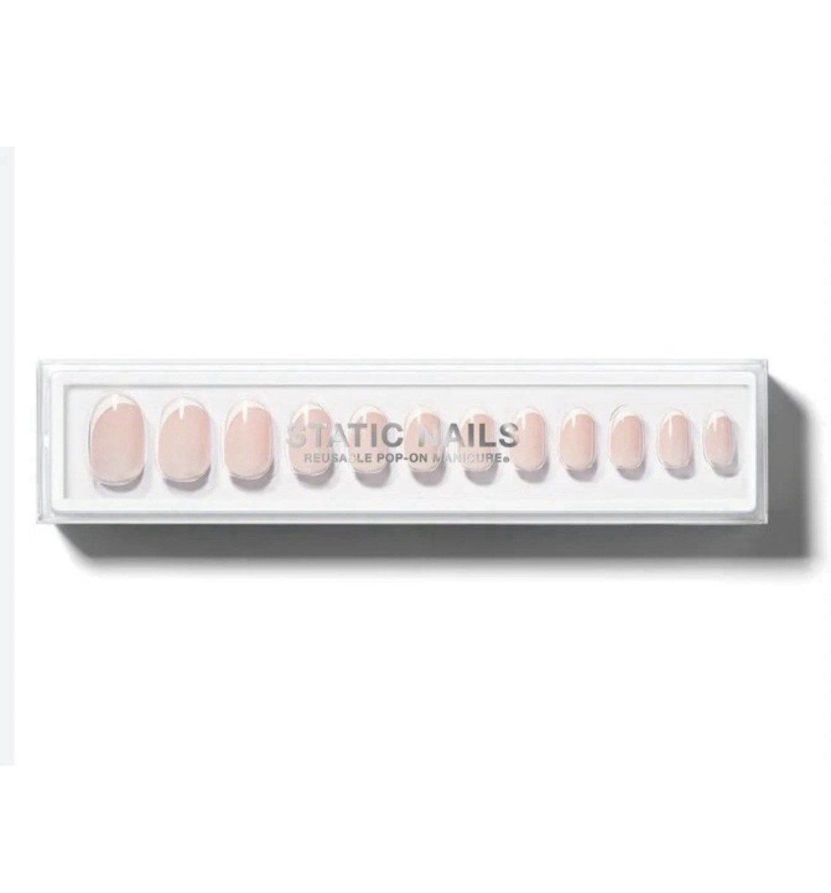 Static Nails Reusable Pop-On Manicure Curved French Round *Free Ship*