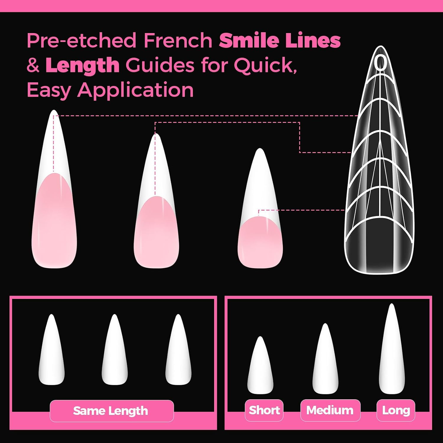 Flat Natural Poly Gel Nail Forms Almond 120 Pcs 12 Sizes | Fit for Natural & Fla