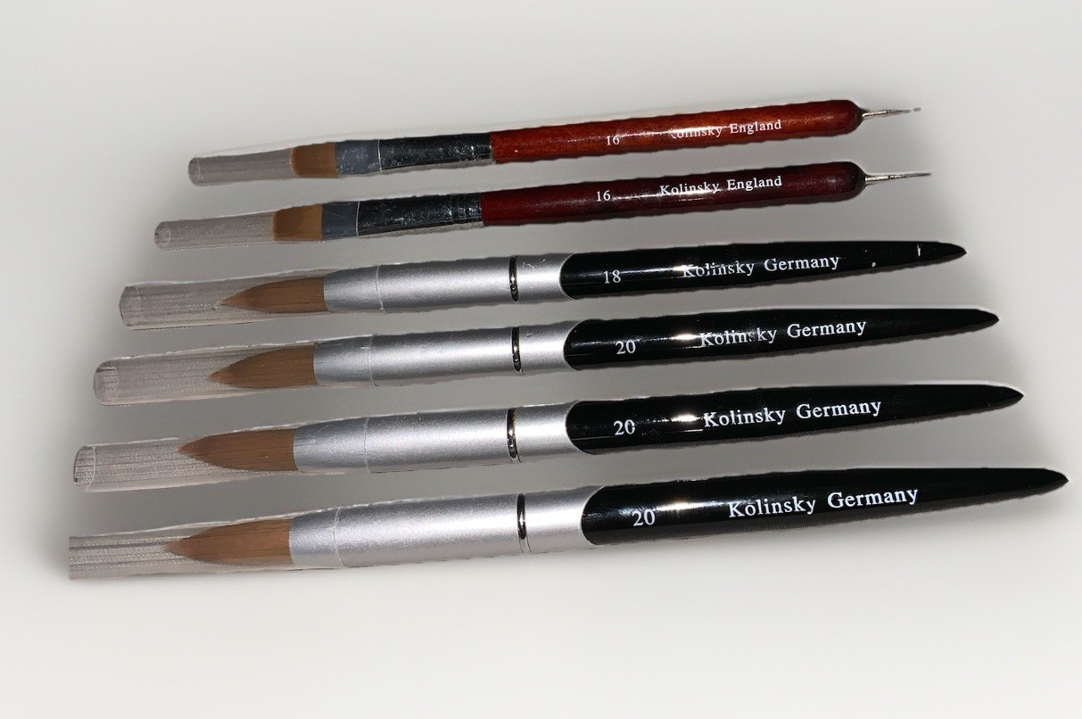 New Kolinsky Acrylic Nail Brush Lot Sizes 16 18 20 Sable Nail Art Set