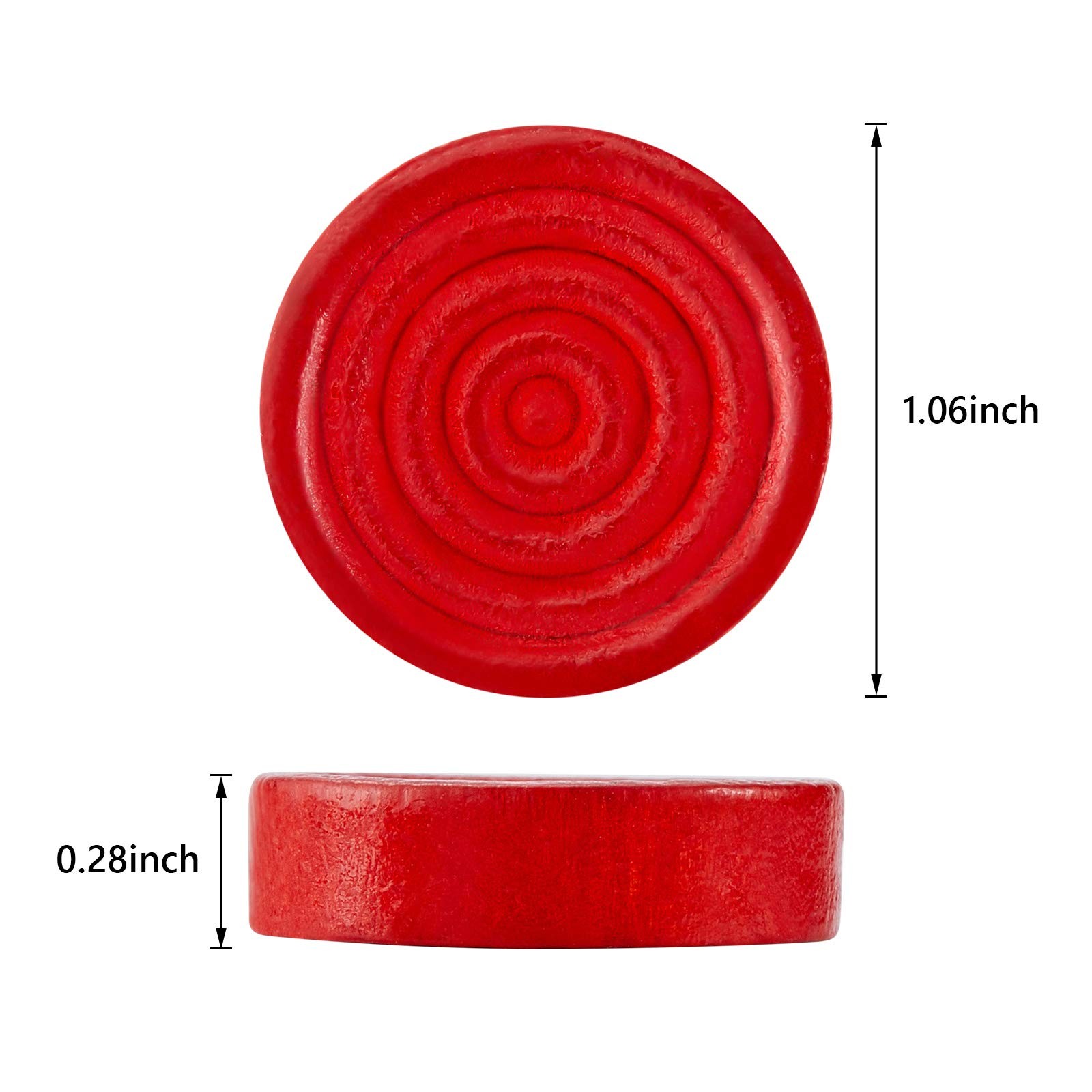 24 Pieces Wooden Checkers 1.06 Inch inches, Red and Black
