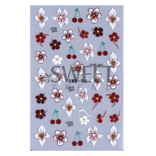 Hibiscus Lily Colorful Petal Floral Textured Matte Nail Art Flowers Decals NH29
