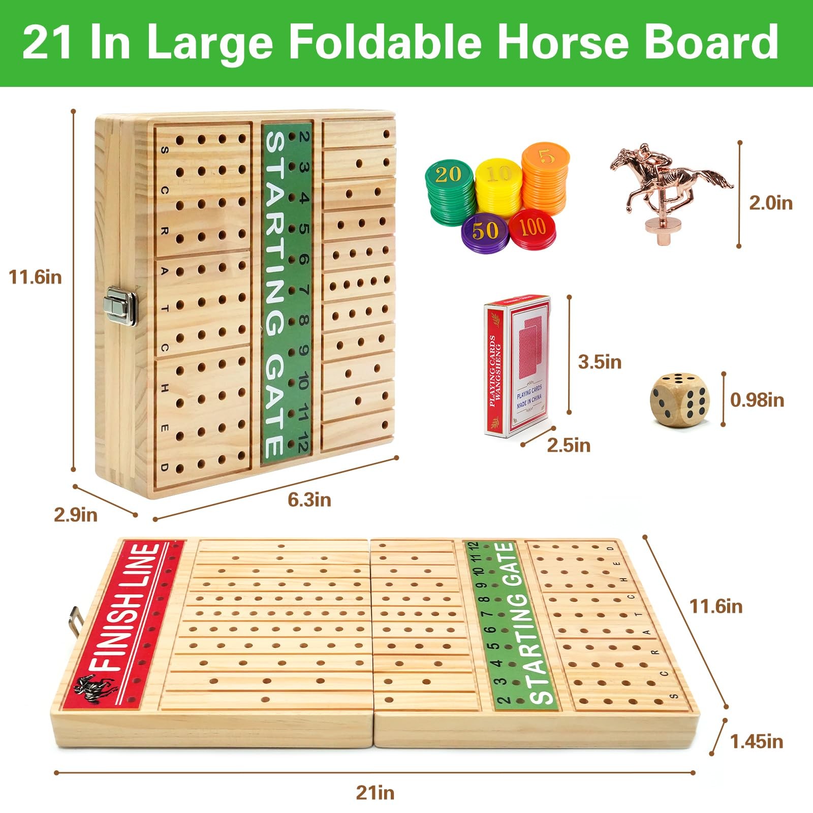 FUNNYB&G 21 inches Horse Race Board Game Foldable Large Large, Log